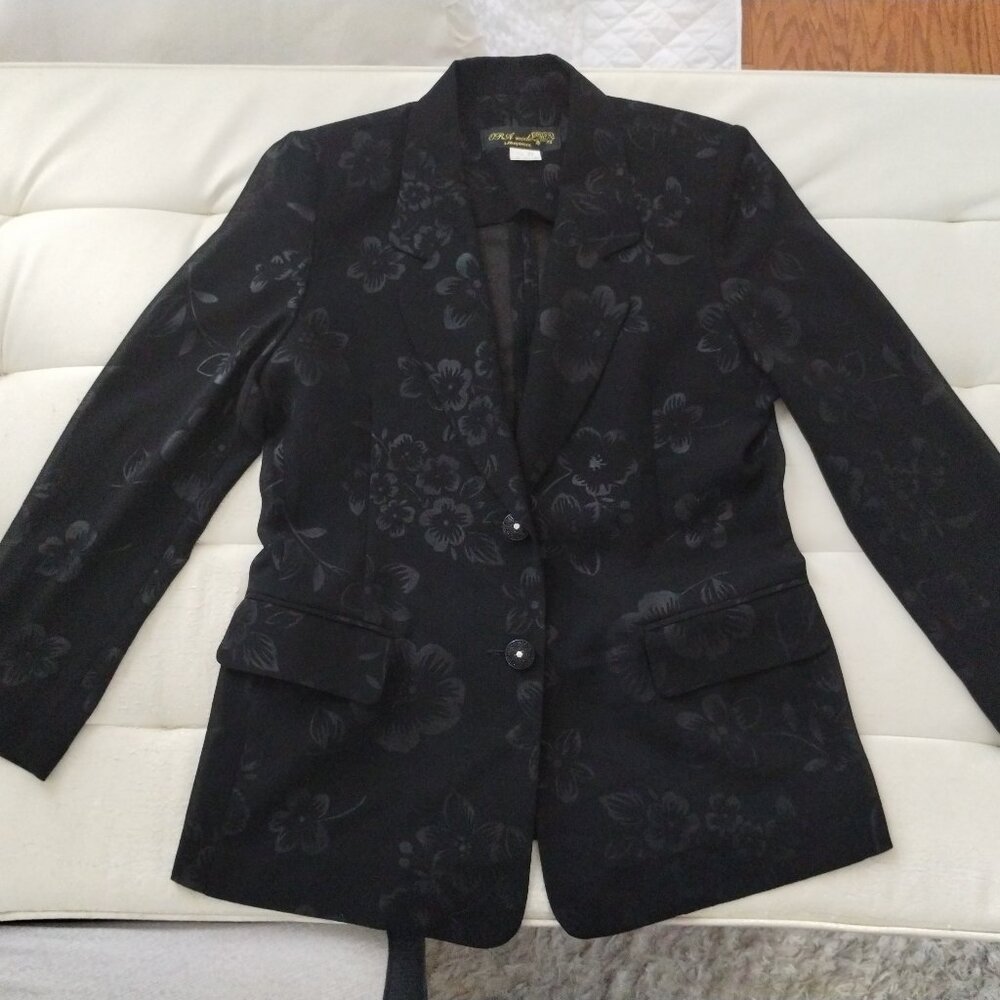 Women's MEDIUM ORA Mode LAMB WOOL Back and Sleeves See Through Black Blazer